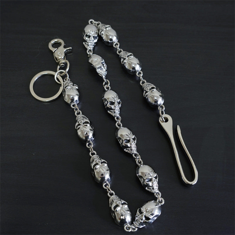 Punk metal big ghost head hip-hop pants chain