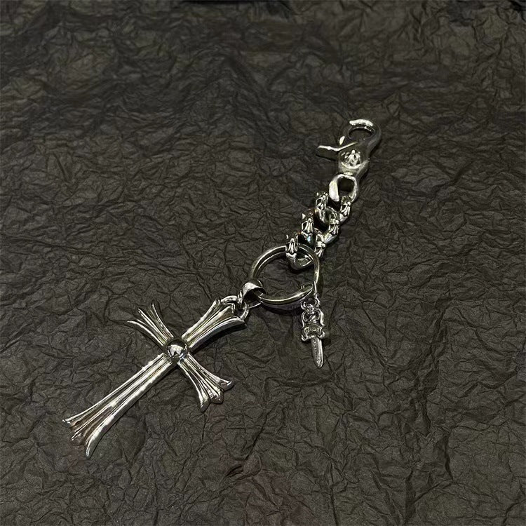 Retro cross sword keychain