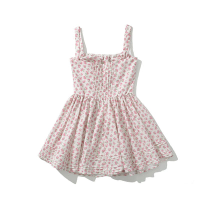 French girl floral suspender dress playful summer dress