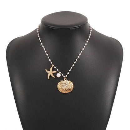 starfish necklace shell pearl light luxury necklace