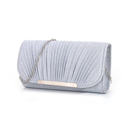 Pleated high sewing round bottom hand-held evening bag