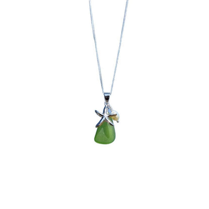 starfish necklace stone chalcedony pearl necklace