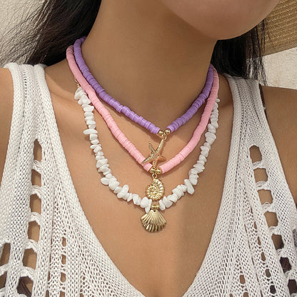 starfish necklace shell rice bead gravel necklace