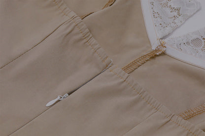 Sweet and spicy style V-neck low-cut slim A-line skirt