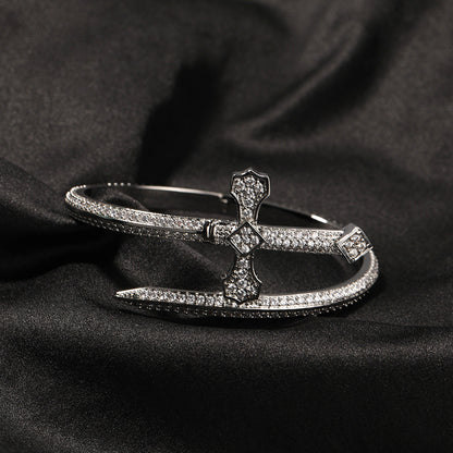Hip-hop full-diamond justice sword bracelet inlaid with zircon
