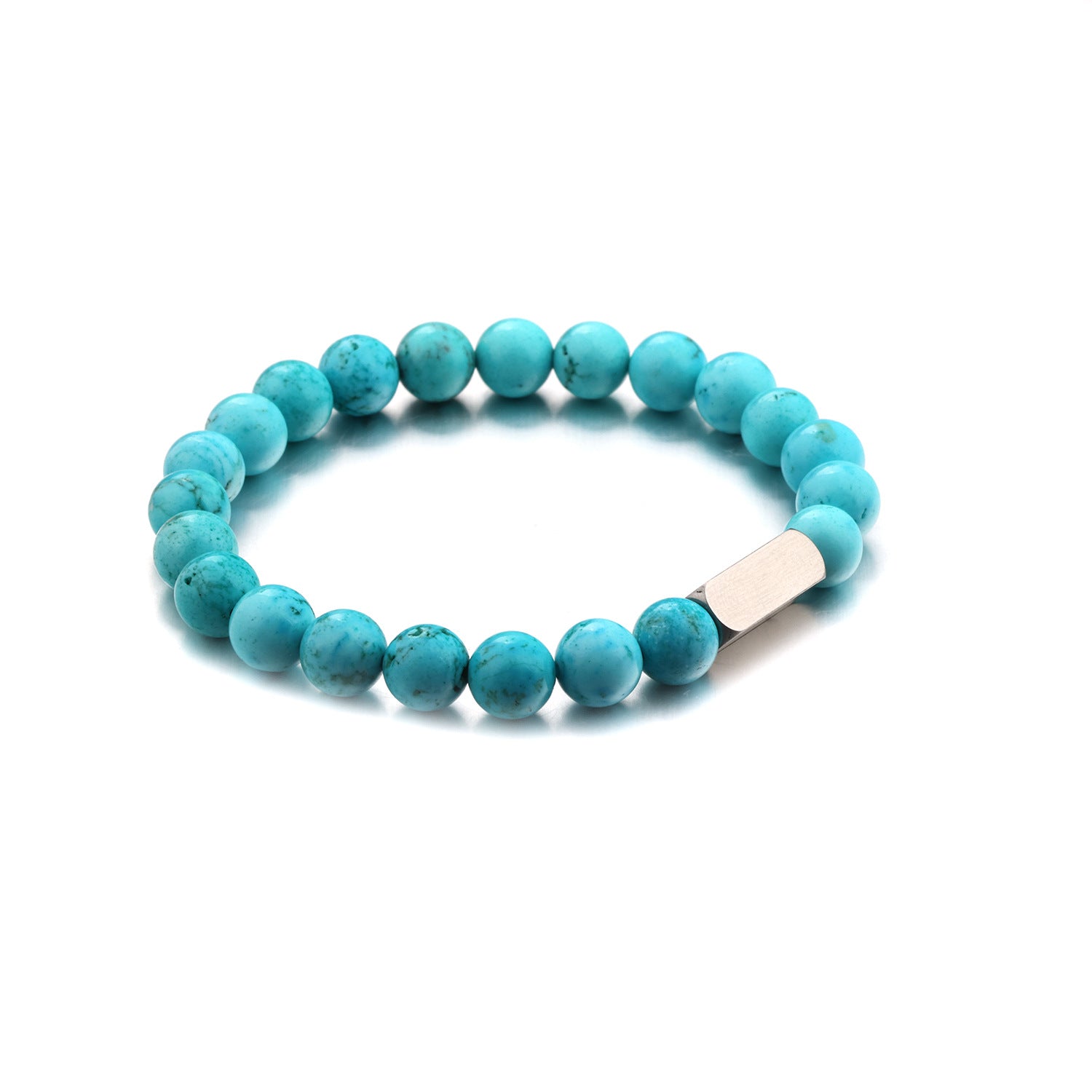 Stainless steel engraved beaded bracelet