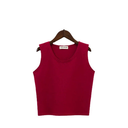 Bottoming sleeveless suspender sports midriff-baring vest