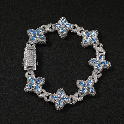Hip-hop zircon colored infinite four-leaf clover bracelet