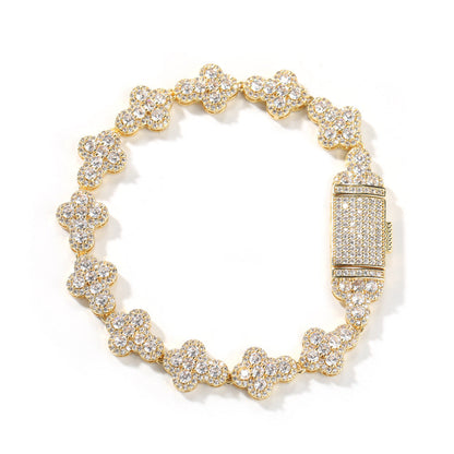 mens gold cross moissanite chain necklace