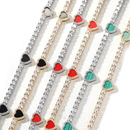mens gold chain Colorful love tennis necklace