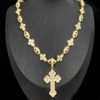Cross Zircon Eye Pendant Hip Hop Necklace
