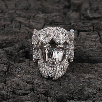 Hip-hop exaggerated portrait inlaid zircon ring