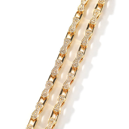 Hip Hop Rhinestone 5mm Bicycle Chain Necklace