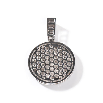 Hip-hop round disc zircon-encrusted praying hands pendant
