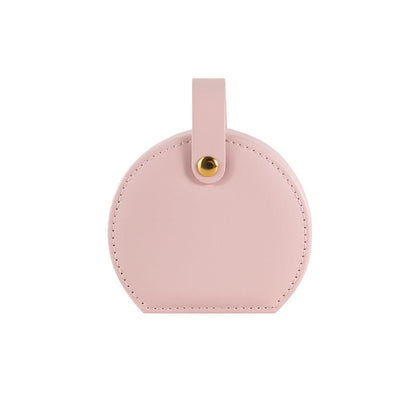 PU leather portable round jewelry box