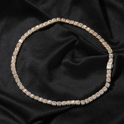 Zircon Hip Hop Necklace 7mm Gold Plated Rock Candy Chain