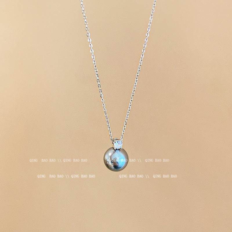 Titanium steel pearl clavicle necklace
