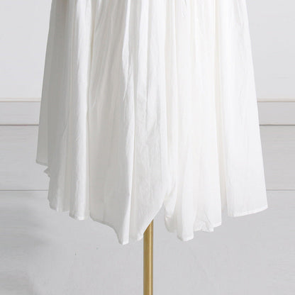 Pleated suspender long solid color full skirt dress