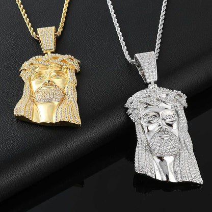 Micro Paved Zircon Jesus Head Hip Hop Men&