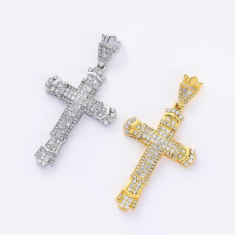 Diamond Vintage Cross Pendant Hip Hop Necklace