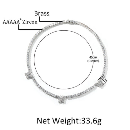 diamond tennis necklace butterfly chain