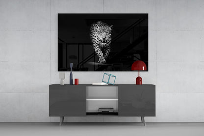 Prowling Leopard Full Body Glass Wall Art