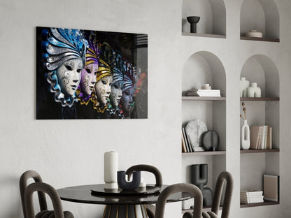 Venetian Carnival Masks Glass Wall Art