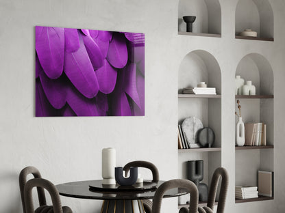 Violet Layered Feather Macro Glass Wall Art