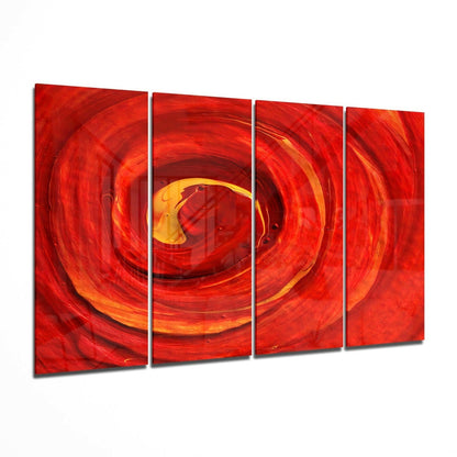 Red Vortex 4 Pieces Mega Glass Wall Art (59"x36")