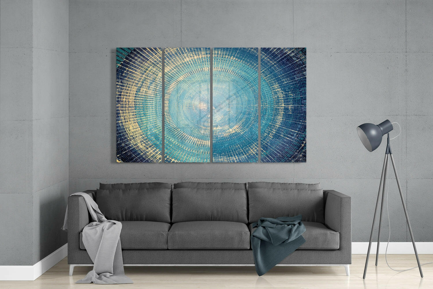 Turquoise 4 Pieces Mega Glass Wall Art (59"x36")