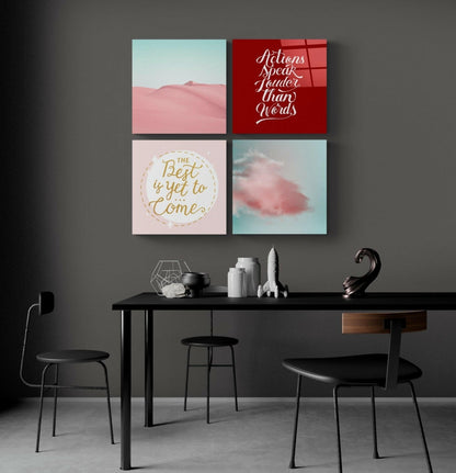 Pink Desert Quadro Glass Wall Art