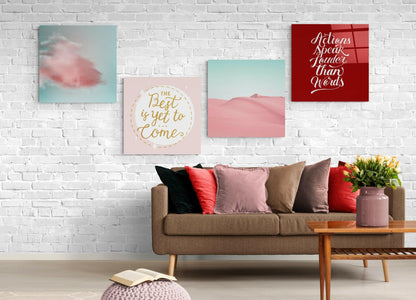 Pink Desert Quadro Glass Wall Art
