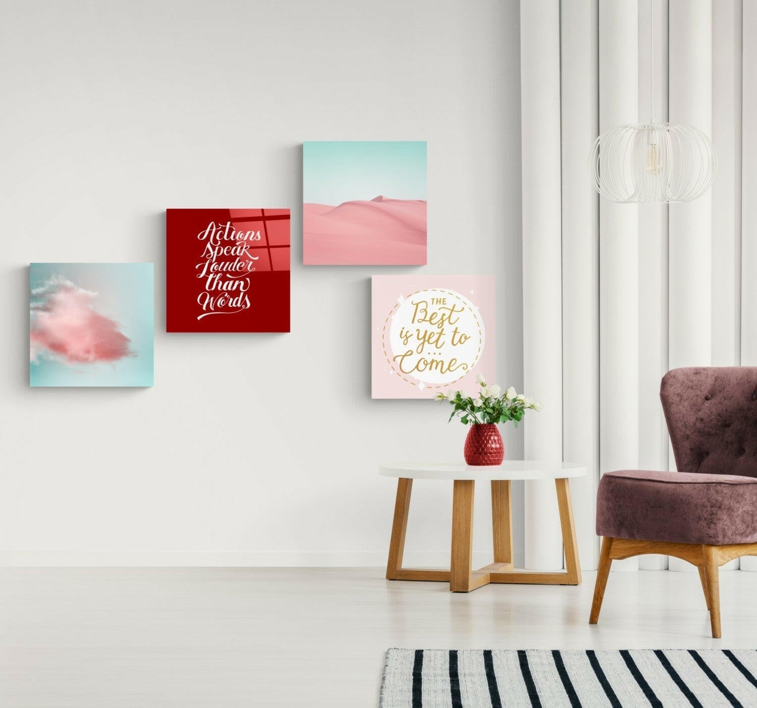 Pink Desert Quadro Glass Wall Art