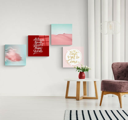 Pink Desert Quadro Glass Wall Art