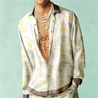 Casual Minimalist Design Long Sleeve Shirts Autumn Fashion Printed Pattern men&