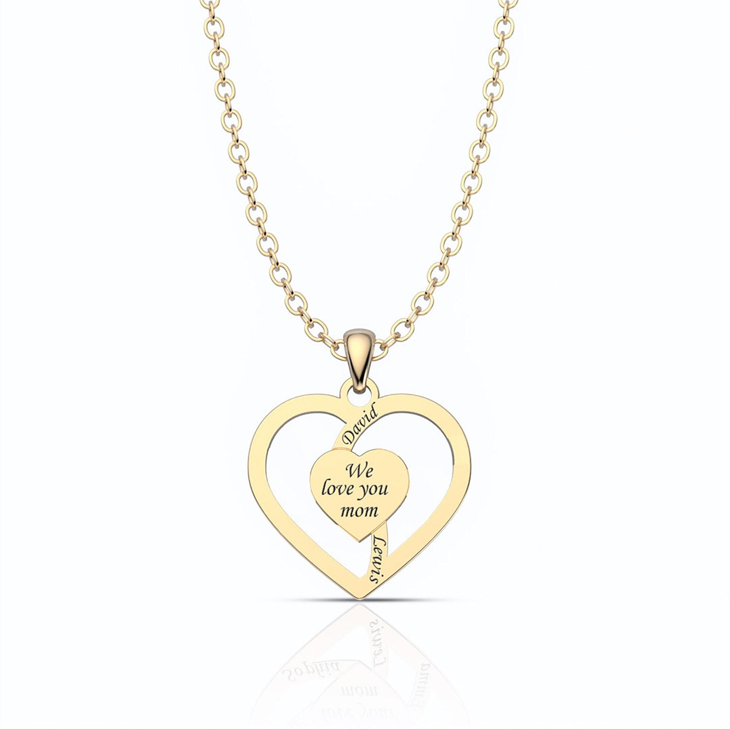 Personalized Mother Name Necklace With Text Custom Heart Pendant Necklace