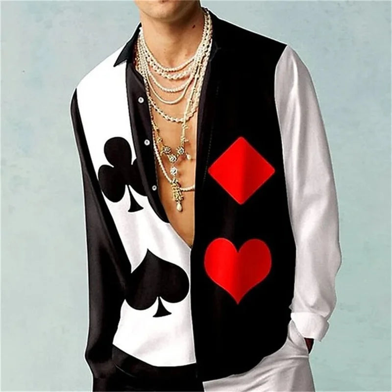 Casual Minimalist Design Long Sleeve Shirts Autumn Fashion Printed Pattern men&