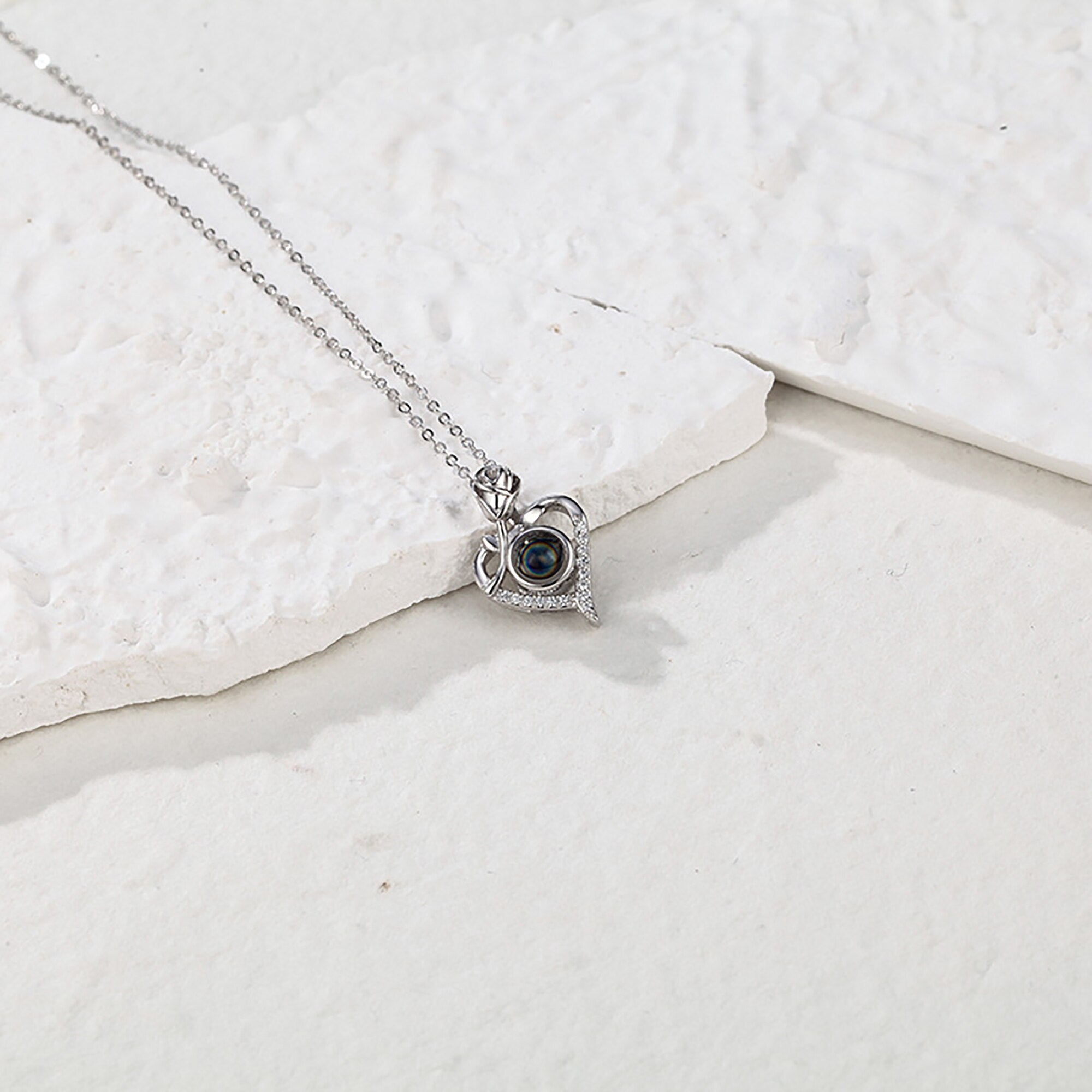 Love Rose with Customized PhotosProjection Necklace Pendant Jewelry For Lover Girlfriend