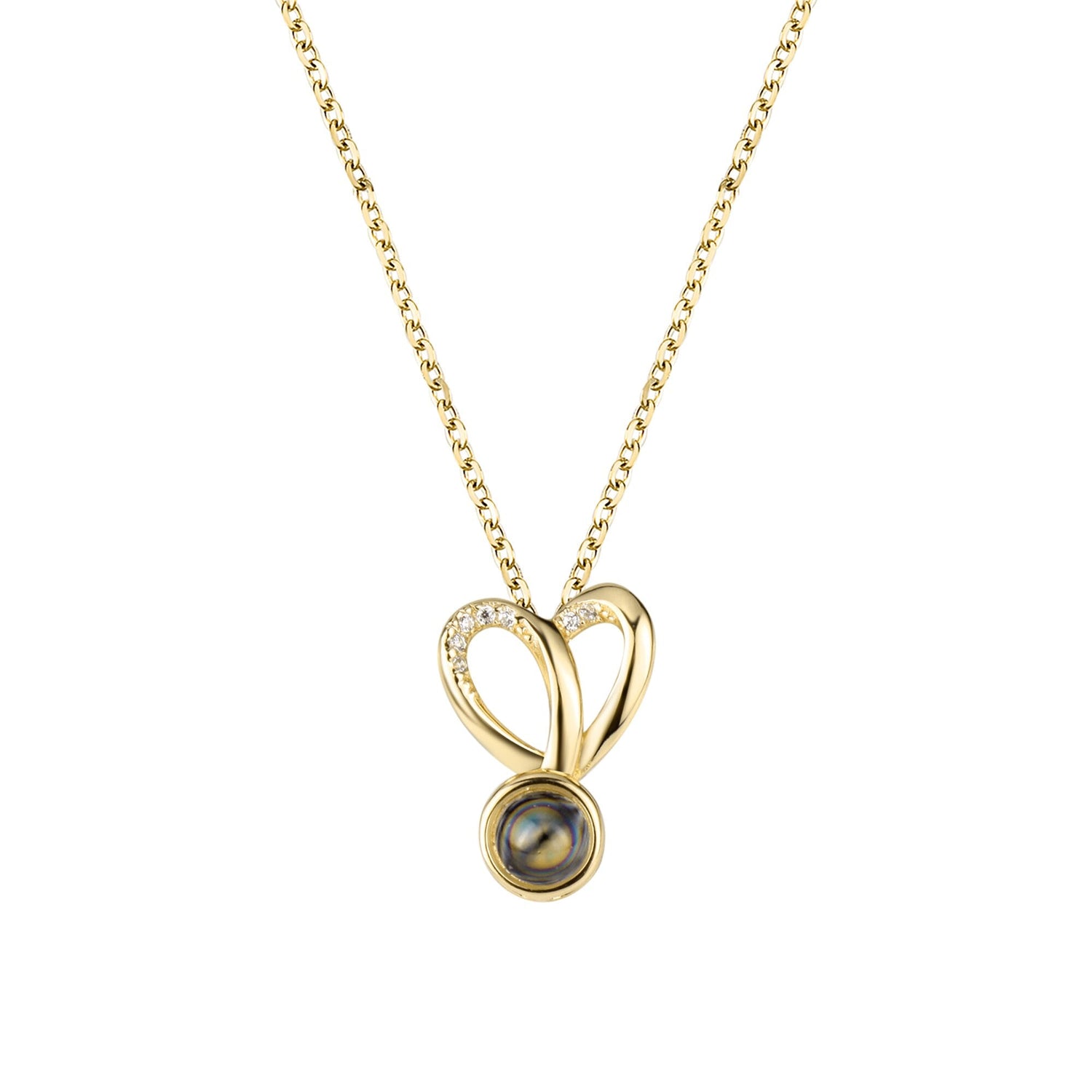Personalized Photo Projection Necklace Sweet Crystal Rabbit Ears Pendant Necklaces