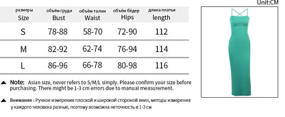 Backless Bandage Slit Dress Knitted Fabric Solid Color Strap Long Dress