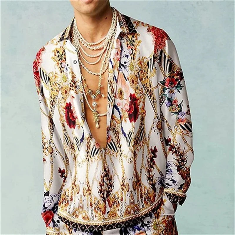 Casual Minimalist Design Long Sleeve Shirts Autumn Fashion Printed Pattern men&