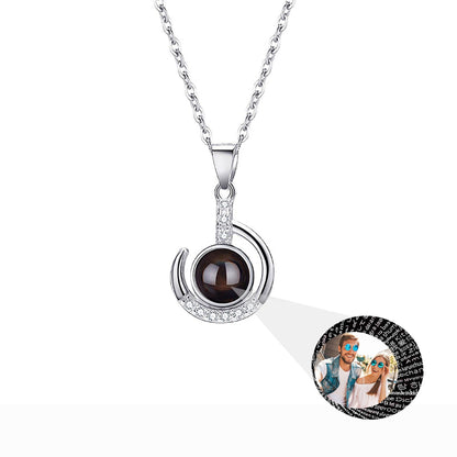 Customizable photo Silver 925 Necklace 100 Languages I Love You Projection Pendant