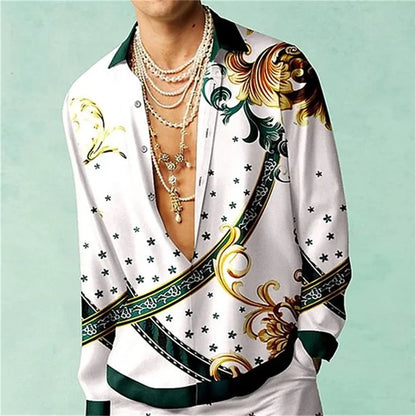 Casual Minimalist Design Long Sleeve Shirts Autumn Fashion Printed Pattern men&