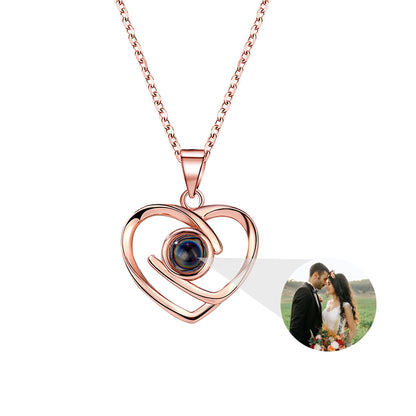 Customizable Photo Ladies Personality Heart Necklace With Silver Material Valentine&