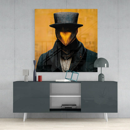 The Beak Behind the Masks Glass Wall Art  || Designer Collection
