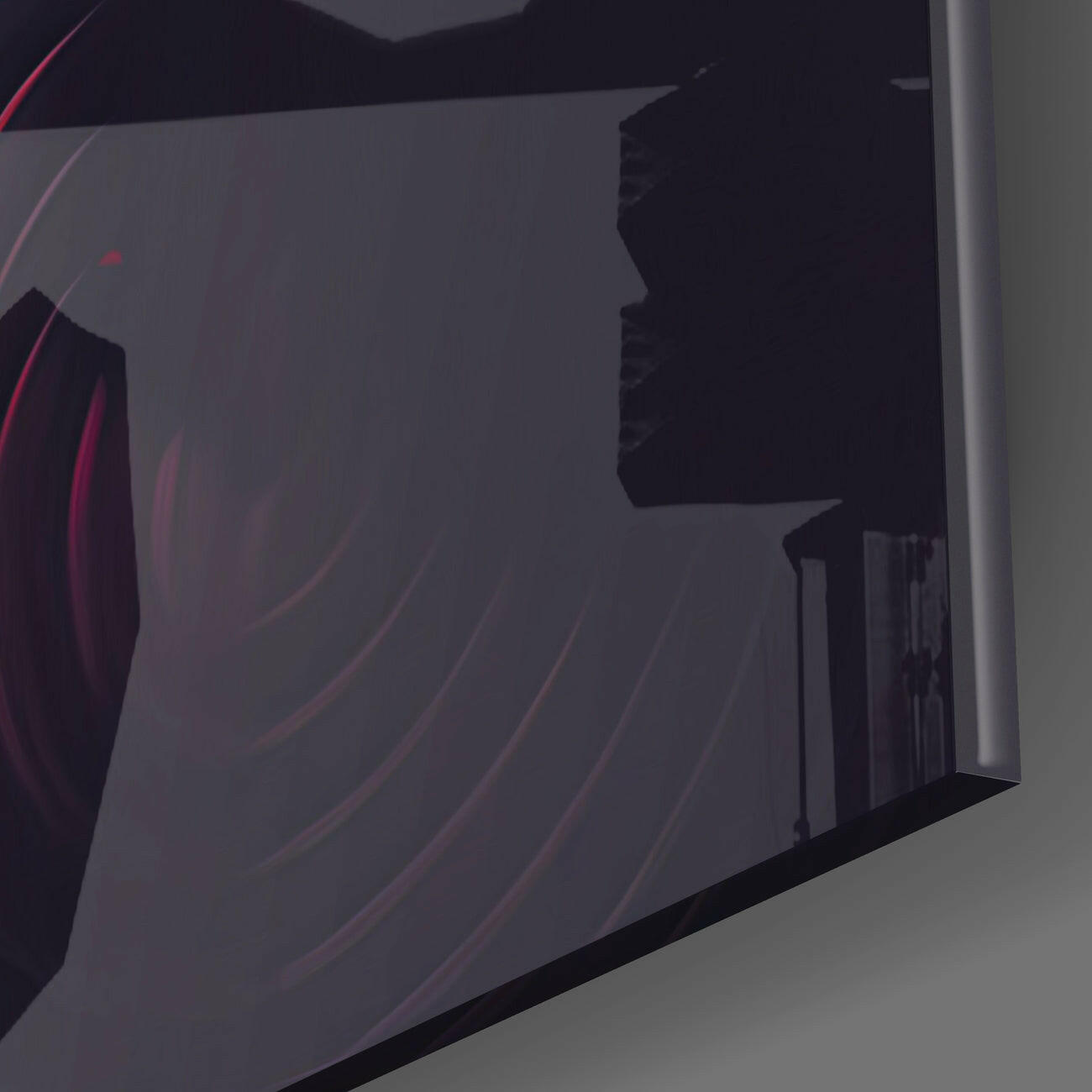 Orange Flame Ripple Head Profile Glass Wall Art