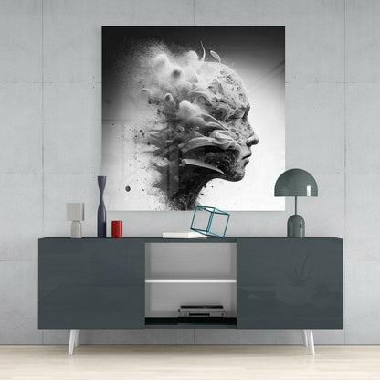 Shattering Smoke Profile Head Glass Wall Art