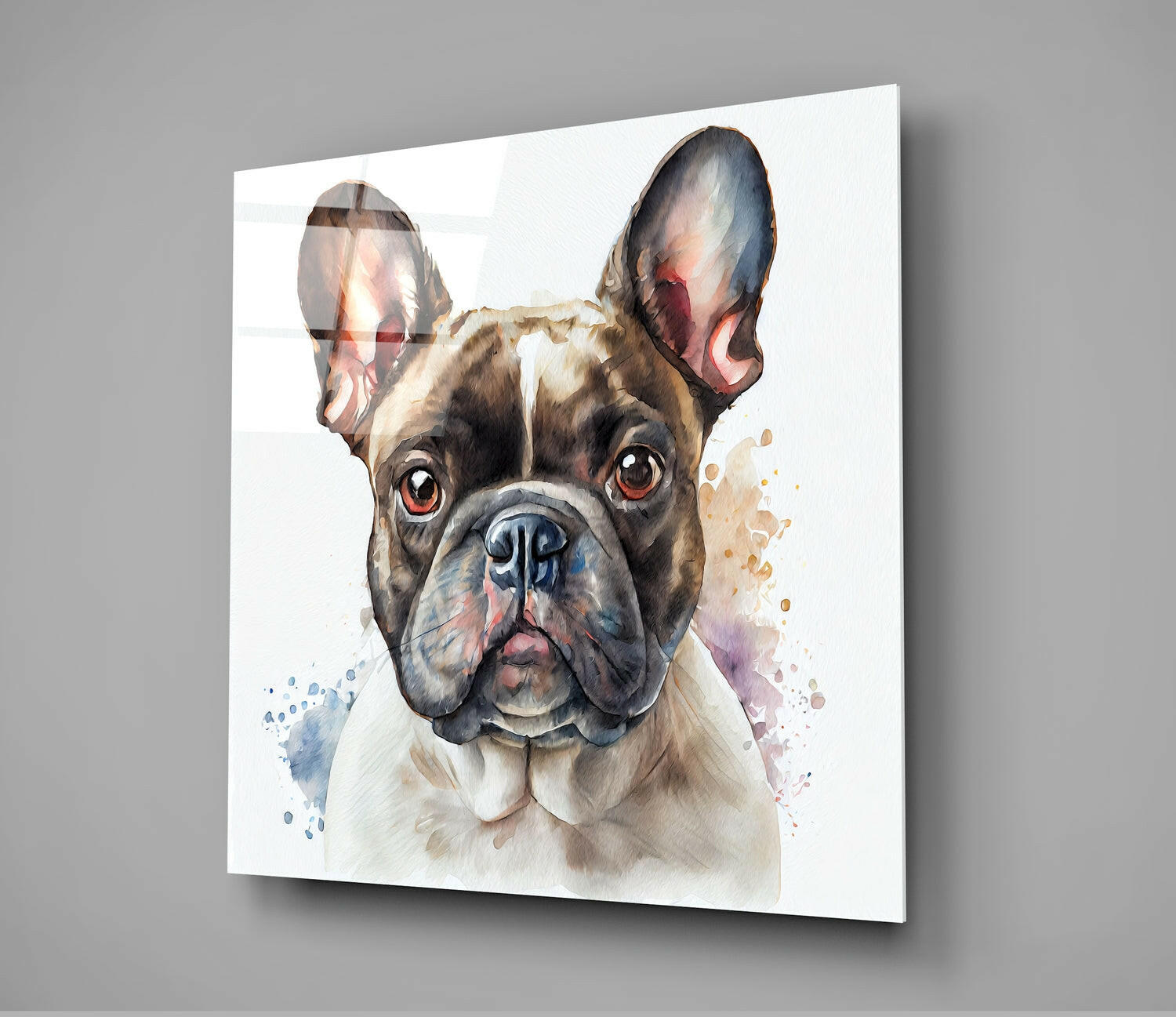 Brindle Bulldog Soft Watercolor Glass Wall Art