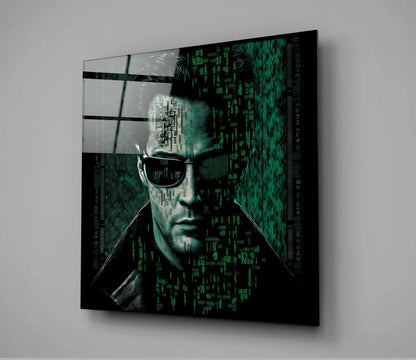 Green Digital Rain Code Glass Wall Art  || Designer Collection