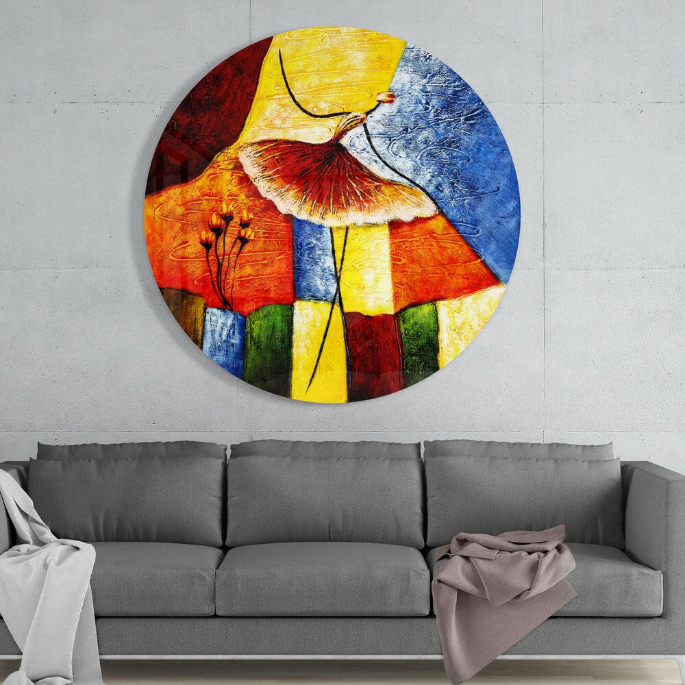 Colorful Ballerina in Tutu Painting Glass Wall Art